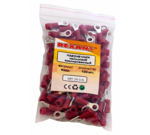 Наконечник кольцевой изолированный (НКИ  3.7 мм) 0.5-1.5 мм (НКи 1.5-3.5) красный  08-0012  REXANT