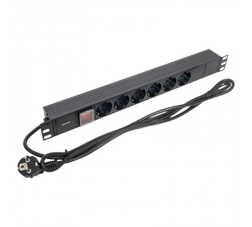 Блок розеток PDU TERACOM 19" 1U 16А/250В 6 розеток Schuko 2 метра 3x1,5 мм2 вилка Schuko  TRC-HPD-LS-16A-6SH-2MSH  EKF