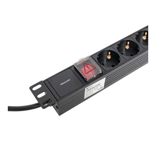 Блок розеток PDU TERACOM 19" 1U 16А/250В 6 розеток Schuko 2 метра 3x1,5 мм2 вилка Schuko  TRC-HPD-LS-16A-6SH-2MSH  EKF