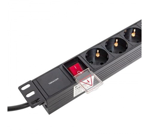 Блок розеток PDU TERACOM 19" 1U 16А/250В 6 розеток Schuko 2 метра 3x1,5 мм2 вилка Schuko  TRC-HPD-LS-16A-6SH-2MSH  EKF