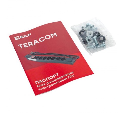 Блок розеток PDU TERACOM 19" 1U 16А/250В 6 розеток Schuko 2 метра 3x1,5 мм2 вилка Schuko  TRC-HPD-LS-16A-6SH-2MSH  EKF