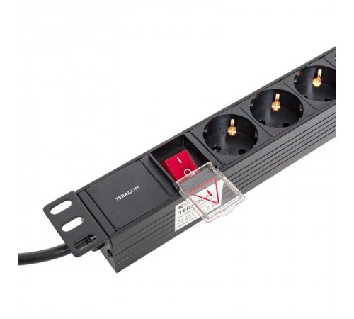 Блок розеток PDU TERACOM 19" 1U 16А/250В 6 розеток Schuko 2 метра 3x1,5 мм2 вилка Schuko  TRC-HPD-LS-16A-6SH-2MSH  EKF