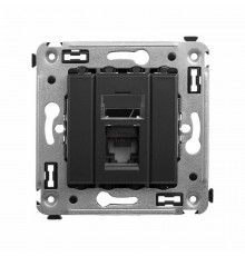 Компьютерная розетка RJ-45 в стену, кат.5e одинарная, "Avanti", "Черный матовый"  4412463  DKC