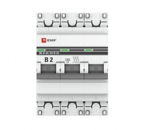 Авт. выкл. 3P 2А (B) 4,5кА ВА 47-63  mcb4763-3-02B-pro  EKF