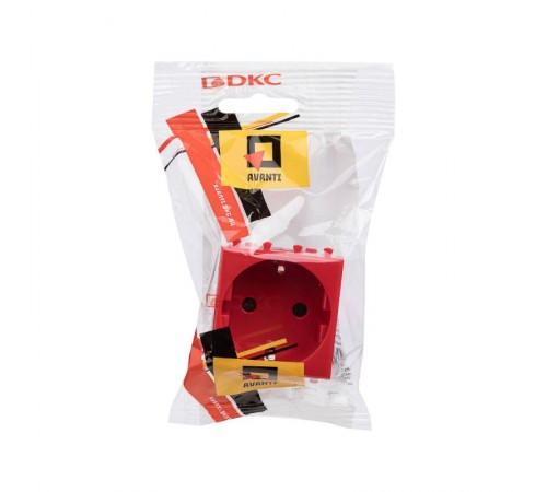 Розетка "Красный квадрат", 2P+E, с з/ш, "Avanti", 2 мод.  4401002  DKC