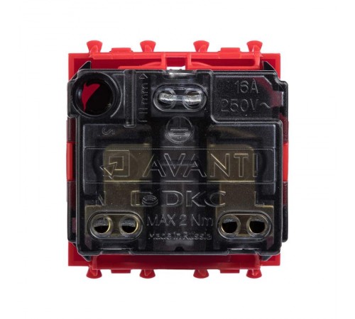 Розетка "Красный квадрат", 2P+E, с з/ш, "Avanti", 2 мод.  4401002  DKC