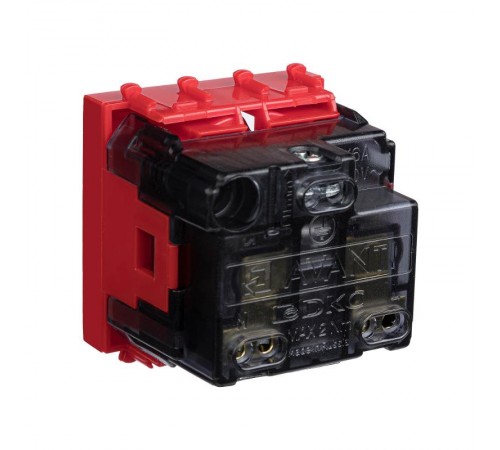 Розетка "Красный квадрат", 2P+E, с з/ш, "Avanti", 2 мод.  4401002  DKC