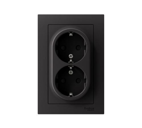 AtlasDesign Карбон Розетка 2-ая с заземлением, со шторками, 16А, (в сборе с рамкой)  ATN001026  SE