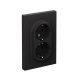 AtlasDesign Карбон Розетка 2-ая с заземлением, со шторками, 16А, (в сборе с рамкой)  ATN001026  SE