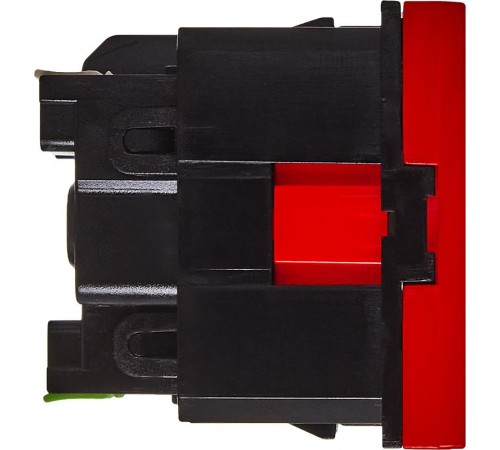 Розетка с заземлением, безвинтовые зажимы - со шторками 16А 250В - 90°- 2 модуля - красный  4525055  Daccord