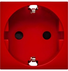 Розетка с заземлением, безвинтовые зажимы - со шторками 16А 250В - 90°- 2 модуля - красный  4525055  Daccord