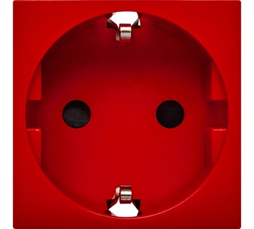 Розетка с заземлением, безвинтовые зажимы - со шторками 16А 250В - 90°- 2 модуля - красный  4525055  Daccord
