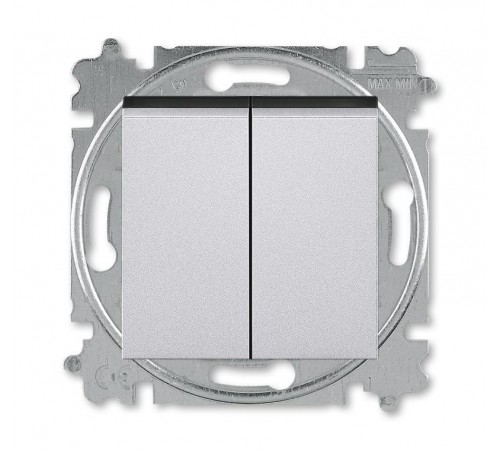 ABB Levit Серебро / дымчатый чёрный Выключатель кнопочный 2-кл.  3559H-A87445 70W  2CHH598745A6070  ABB