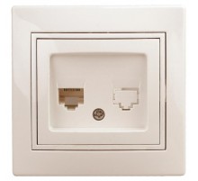 1-303-02 Intro Розетка информационная RJ45, IP20, СУ, Plano, сл.кость  Б0027622  Intro