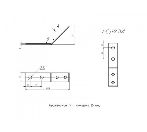 STRUT-пластина угловая 135гр. 4 отверстия HDZ  stpu4135-HDZ  EKF