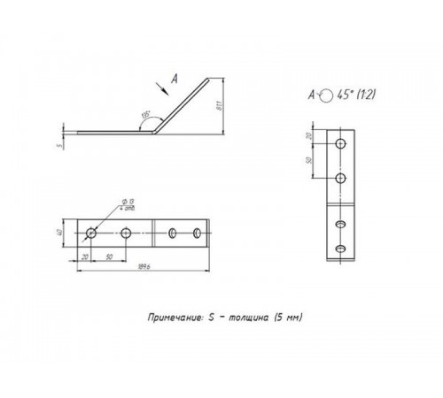 STRUT-пластина угловая 135гр. 4 отверстия HDZ  stpu4135-HDZ  EKF