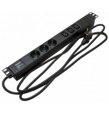 SHE19-3SH-3IEC-2.5EU Блок розеток для 19" шкафов, горизонтальный, 3 розетки Schuko, 3 розетки IEC320 C13, 482.6x44.4x44.4мм  397016  Hyperline