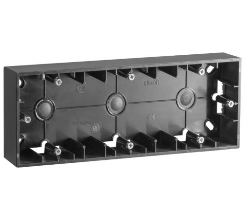 Simon 15 Графит Монтажная коробка для накладного монтажа, 3 поста  1590753-038  Simon