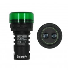 Лампа комм. ADDS 22 мм Цвет:ЗЕЛЕНЫЙ LED 220В ЛK-22 a  25002DEK  DEKraft