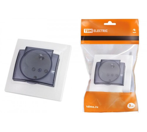 Розетка 2П+З с защ. шт. и крышкой 16А 250В IP42 белая "Таймыр"   SQ1814-0019  TDM
