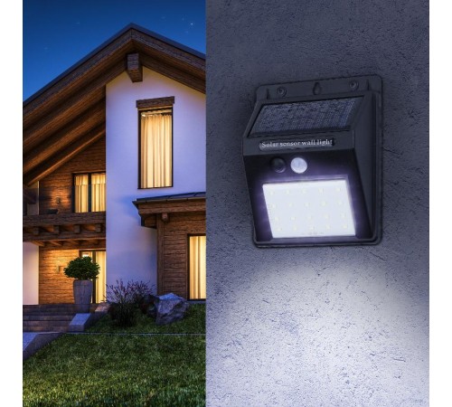 ERAFS064-04 Фасадный светильник с датчиком движения, на солнечной батарее, 20LED, 60 lm  Б0044244  ЭРА