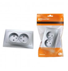 Розетка двойная 2П 10А 250В серебр. металлик "Лама"  SQ1815-0224  TDM