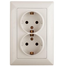 Розетка Intro Solo 4-205-02 с заземлением двойная 2X2P+E Schuko, 16А-250В, IP20, СУ, слоновая кость  Б0053675  Intro
