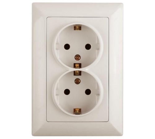 Розетка Intro Solo 4-205-02 с заземлением двойная 2X2P+E Schuko, 16А-250В, IP20, СУ, слоновая кость  Б0053675  Intro