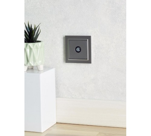 BRITE Розетка TV проходная РТВ10-0-БрС сталь   BR-A10-P-K46  IEK