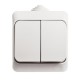 Этюд Белый О/У Выключатель 2-клавишный IP44  BA10-042B  SE