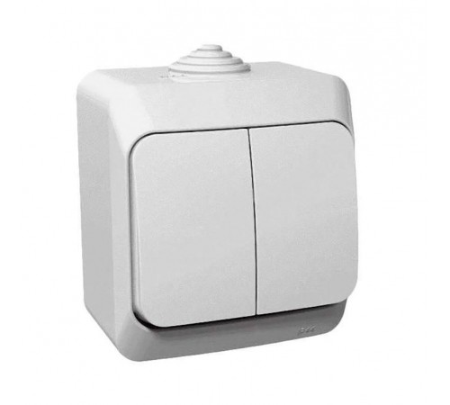 Этюд Белый О/У Выключатель 2-клавишный IP44  BA10-042B  SE