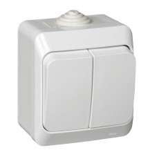 Этюд Белый О/У Выключатель 2-клавишный IP44  BA10-042B  SE