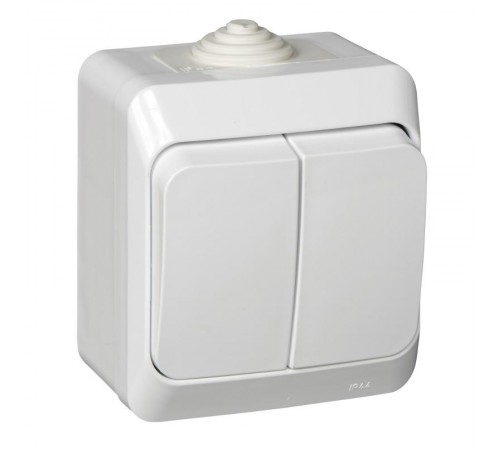 Этюд Белый О/У Выключатель 2-клавишный IP44  BA10-042B  SE