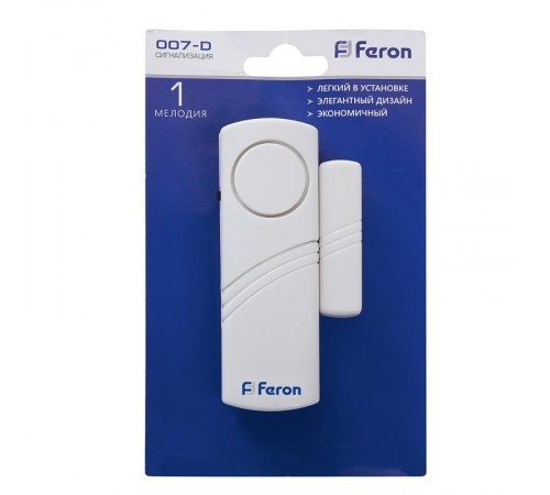 007-D (DB450) звонок/сигнализация 2 мелодии 2*1.5V/AA, громкоcть 80dB, белый  23602  FERON