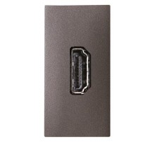 Механизм HDMI разъёма, тип А, с HDMI разъёмом мама на тыльной стороне, 1-модульный, серия Zenit, цвет антрацит  2CLA215570N1801  ABB