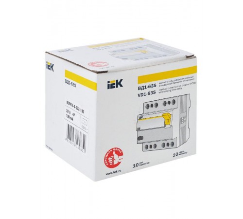 Выключатель дифференциальный (УЗО) ВД1-63S 4п 32А 100мА тип AC  MDV12-4-032-100  IEK