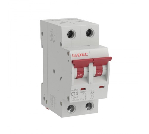 Модульный автоматический выключатель YON MB63, 2P, характеристика C, 10A, 4,5kA  MB63S-2PC10  DKC