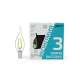 Лампа светодиодная Filament Свеча на ветру 7W 580lm 4100К Е14 LED (3 лампы в упаковке) 1/20  104901207T  Gauss