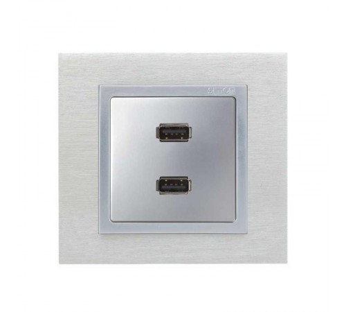Simon 82 Накладка для коннектора 2*USB 2.0 типа А, "мама", S82, S82N, алюминий  8201090-033  Simon