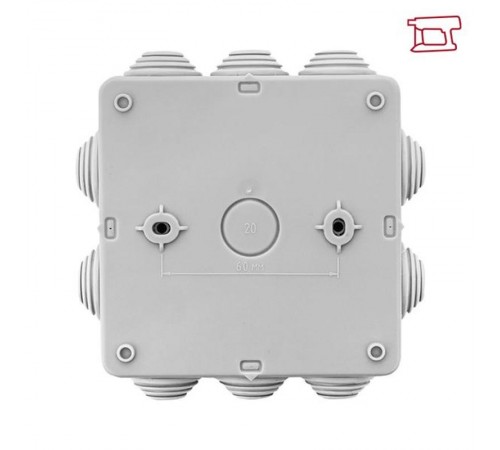 Коробка распределительная КМР-030-014 с крышкой наружная (100х100х50), 10 мембранных вводов IP54 розничный стикер PROxima  plc-kmr-030-014-r  EKF