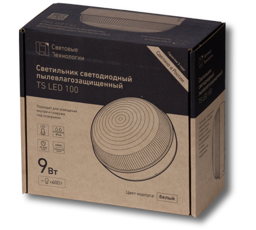 Светильник светодиодный пылевлагозащищенный для ЖКХ ДБО/ДПО TS LED 100 11Вт 4000К IP44 с рассеивателем  1188000010  Световые Технологии