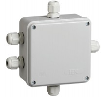 Коробка распределительная КМ41330 для о/п 100х100х50 мм IP55 (RAL7035, гермовводы PG9 5 шт)  UKO10-100-100-050-K51-55  IEK