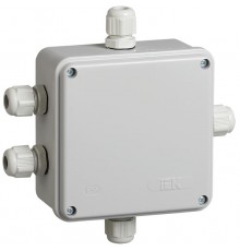 Коробка распределительная КМ41330 для о/п 100х100х50 мм IP55 (RAL7035, гермовводы PG9 5 шт)  UKO10-100-100-050-K51-55  IEK