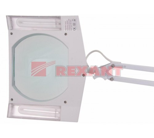 Лупа на струбцине , квадратная, 3D, с подсветкой, белая  31-0101  REXANT