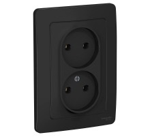 Blanca Антрацит С/У Розетка 2-ая без заземления без шторок, 16А, 250В  BLNRS000026  SE