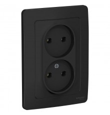 Blanca Антрацит С/У Розетка 2-ая без заземления без шторок, 16А, 250В  BLNRS000026  SE