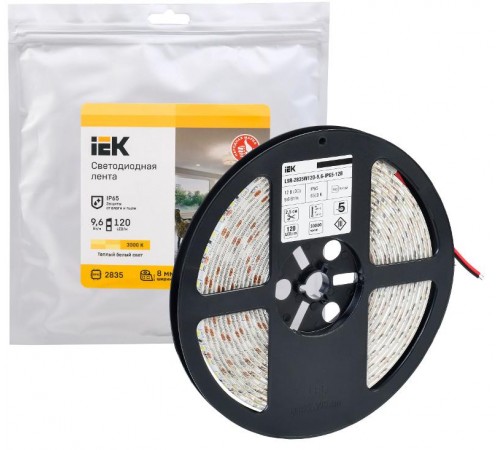Лента светодиодная 5м LSR-2835WW120-9,6-IP65-12В  LSR1-1-120-65-3-05  IEK