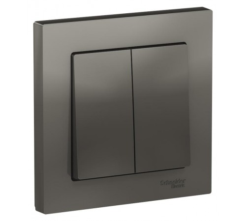 AtlasDesign Сталь Выключатель 2-клавишный сх.5, 10АХ, (в сборе с рамкой)  ATN000952  SE