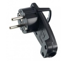 PPG16-45-202 Вилка угловая плоская с кольцом с/з, 250В,16A, черный  39040  STEKKER