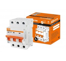 Выключатель автоматический трехполюсный ВА47-60 3Р 25А 6кА х-ка С  SQ0223-0111  TDM